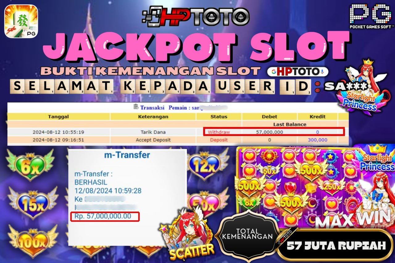 HPTOTO JACKPOT STARLIGHT PRINCESS  RP.57.000.000,- LUNAS