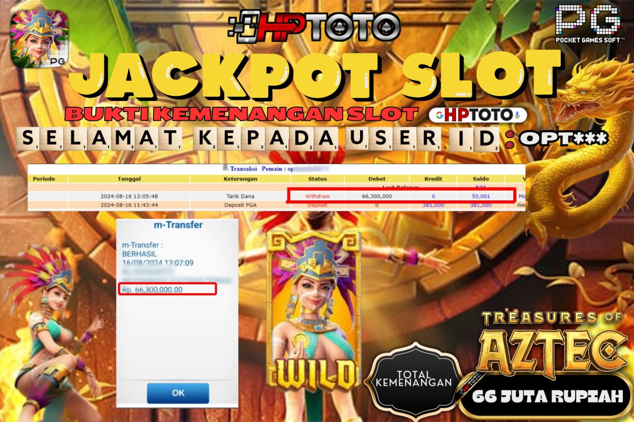HPTOTO JACKPOT TREASURES OF AZTEZ RP.66.300.000,- LUNAS