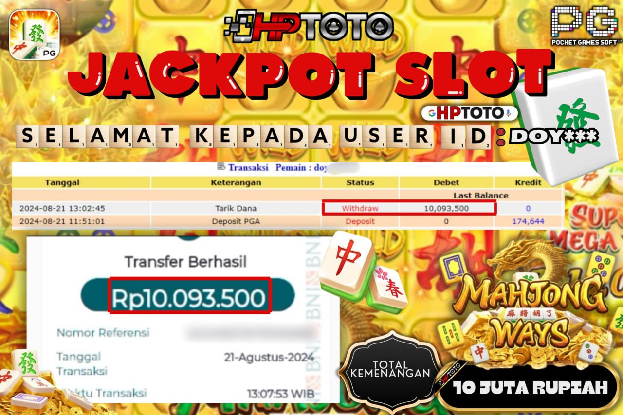 HPTOTO JACKPOT MAHJONG WAYS  RP.10.093.000,- LUNAS