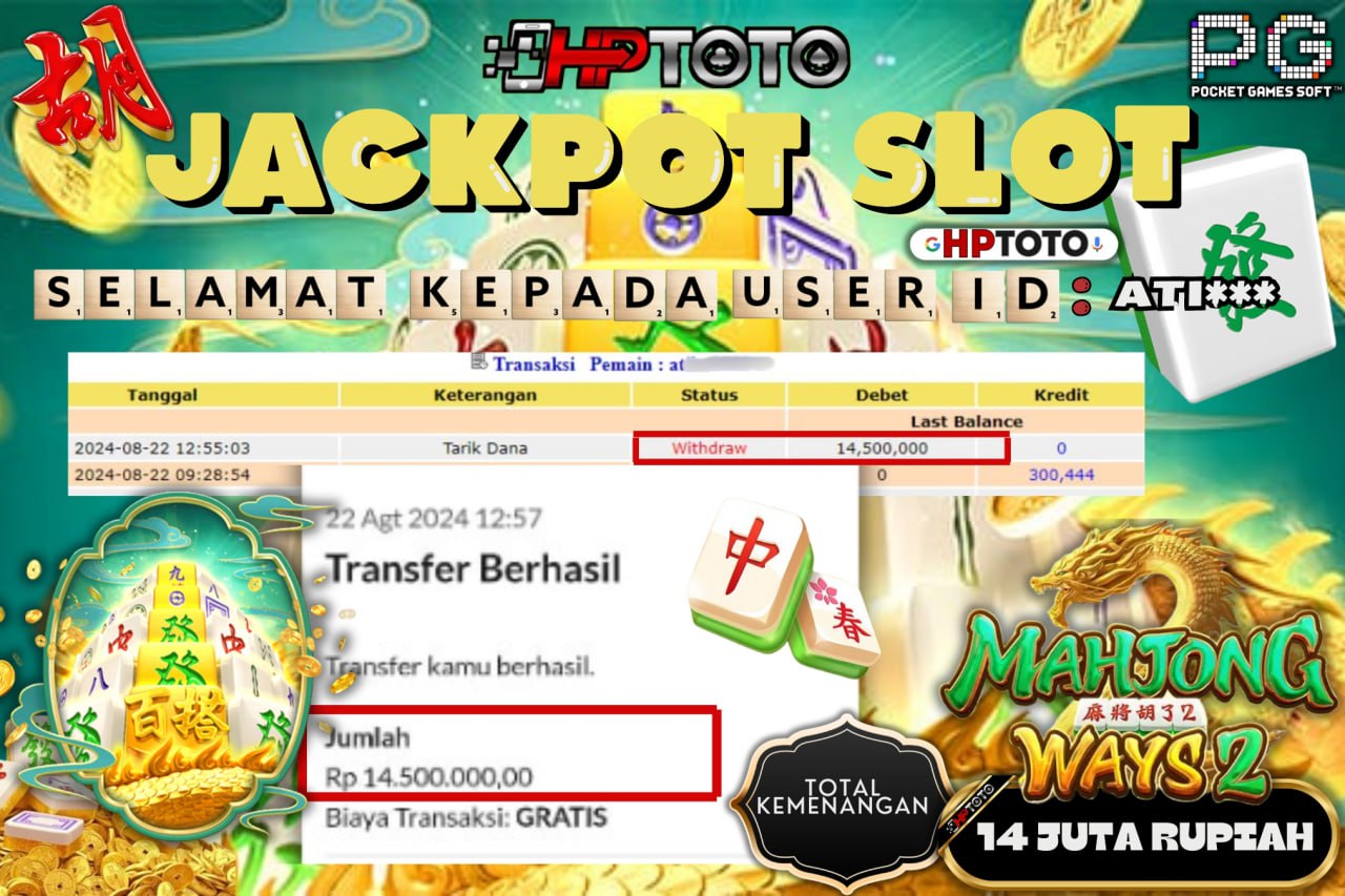 HPTOTO JACKPOT MAHJONG WAYS 2  RP.14.500.000,- LUNAS