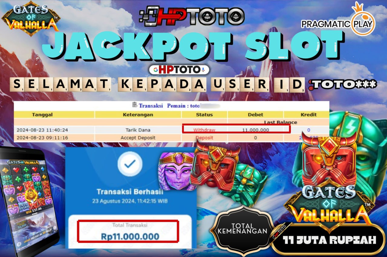 HPTOTO JACKPOT GATES OF VALHALLA  RP.11.000.000,- LUNAS