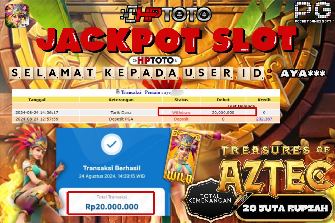 HPTOTO JACKPOT TREASURES OF AZTEZ  RP.20.000.000,- LUNAS