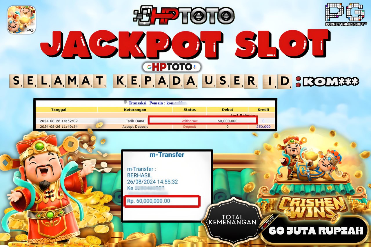 HPTOTO JACKPOT CAISHEN WINS  RP.60.000.000,- LUNAS