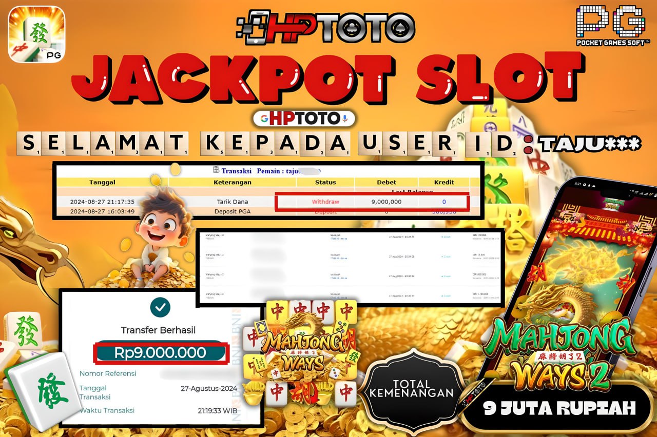 HPTOTO JACKPOT MAHJONG WAYS 2  RP.9.000.000,- LUNAS
