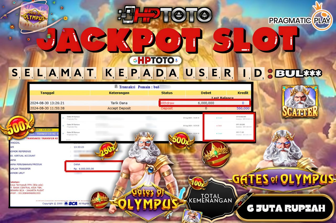 HPTOTO JACKPOT GATES OF OLYMPUS RP.6.000.000,- LUNAS