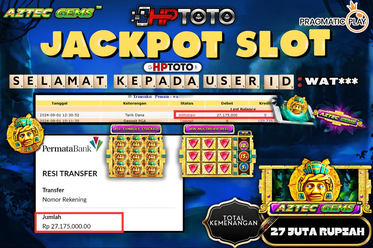 HPTOTO JACKPOT AZTEC GEMS RP.27.175.000,- LUNAS