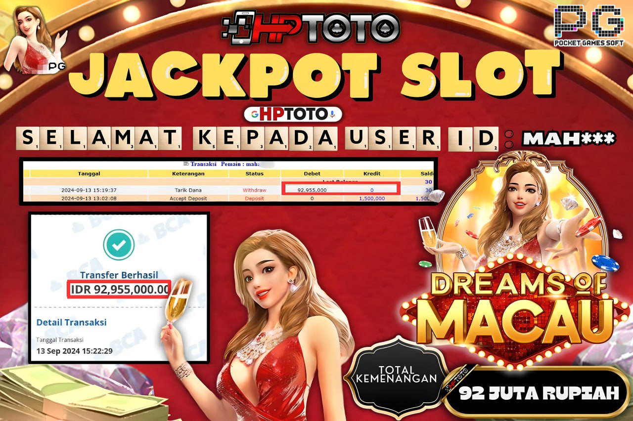  HPTOTO JACKPOT DREAMS OF MACAU RP.92.955.000,- LUNAS