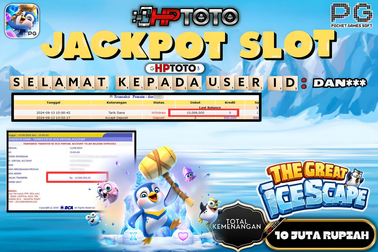  HPTOTO JACKPOT THE GREAT ICESCAPE RP.10.009.000,- LUNAS