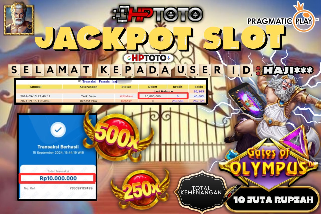  HPTOTO JACKPOT GATES OF OLYMPUS RP.10.000.000,- LUNAS