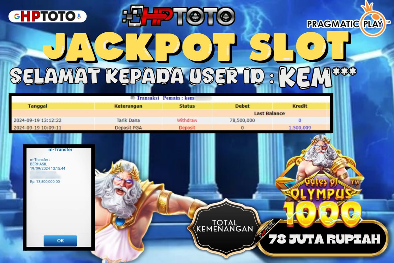  HPTOTO JACKPOT GATES OF OLYMPUS 1000 RP.78.500.000,- LUNAS