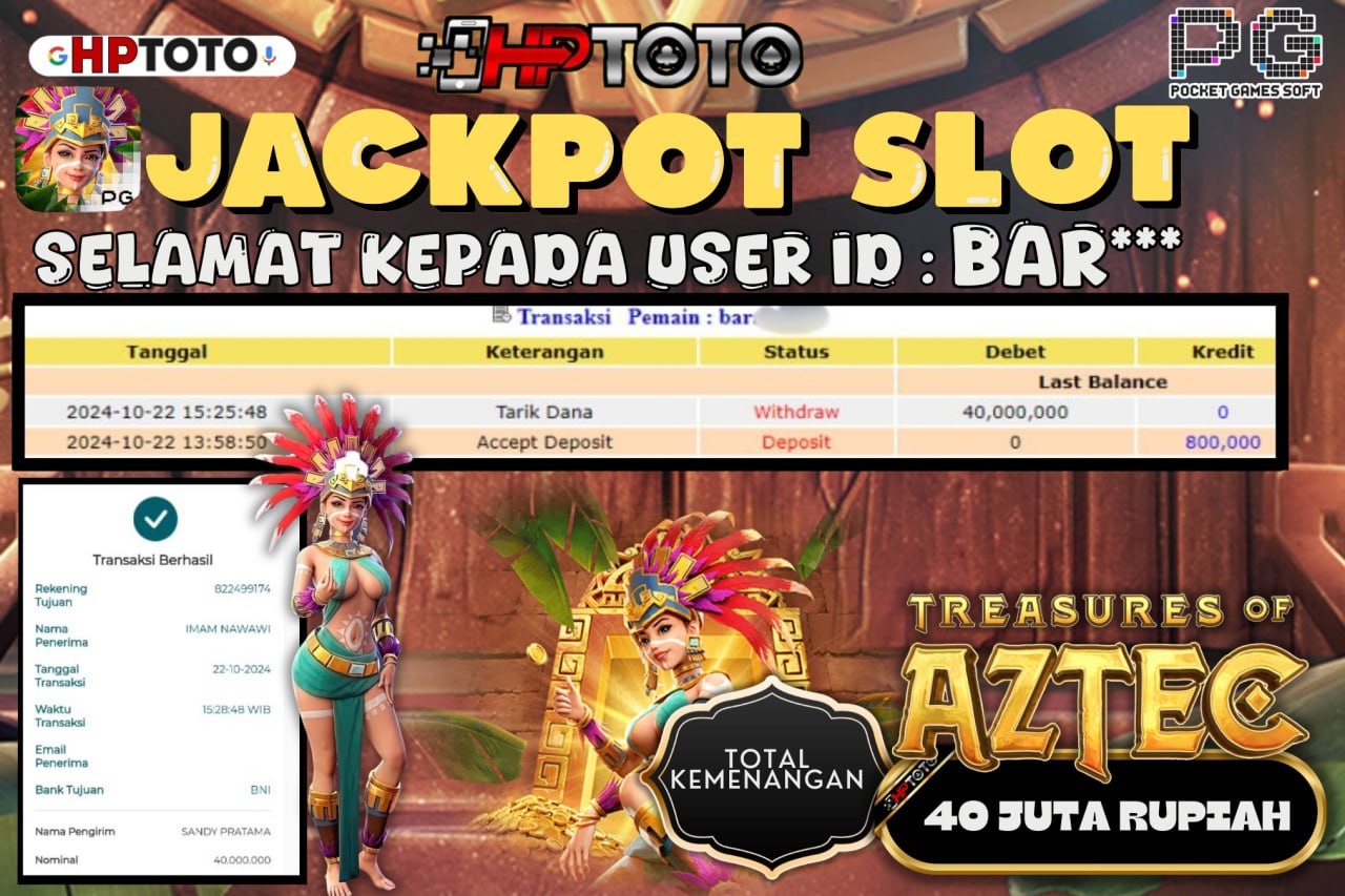  HPTOTO JACKPOT TREASURES OF AZTEC RP.40.000.000,- LUNAS