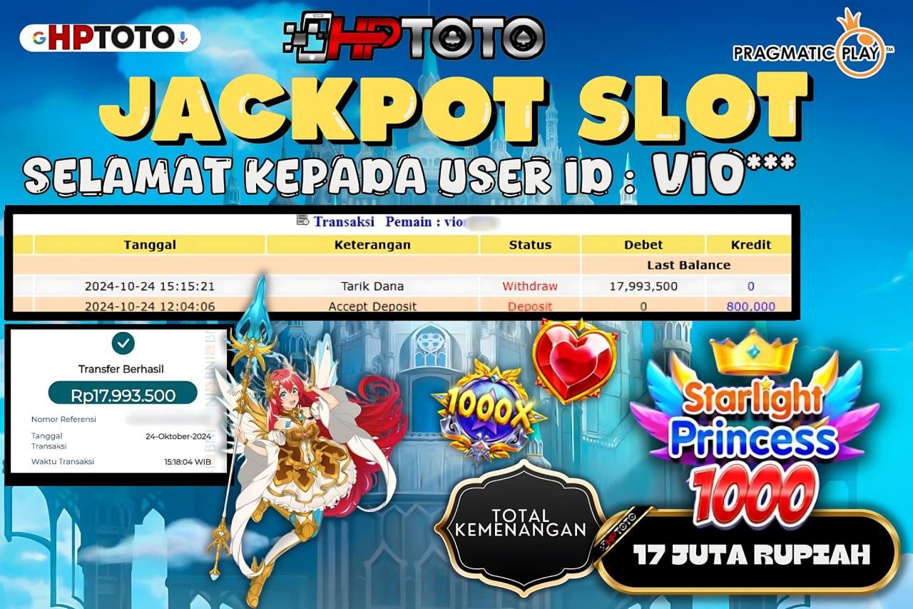  HPTOTO JACKPOT STARLIGHT PRINCESS 1000 RP.17.993.500,- LUNAS