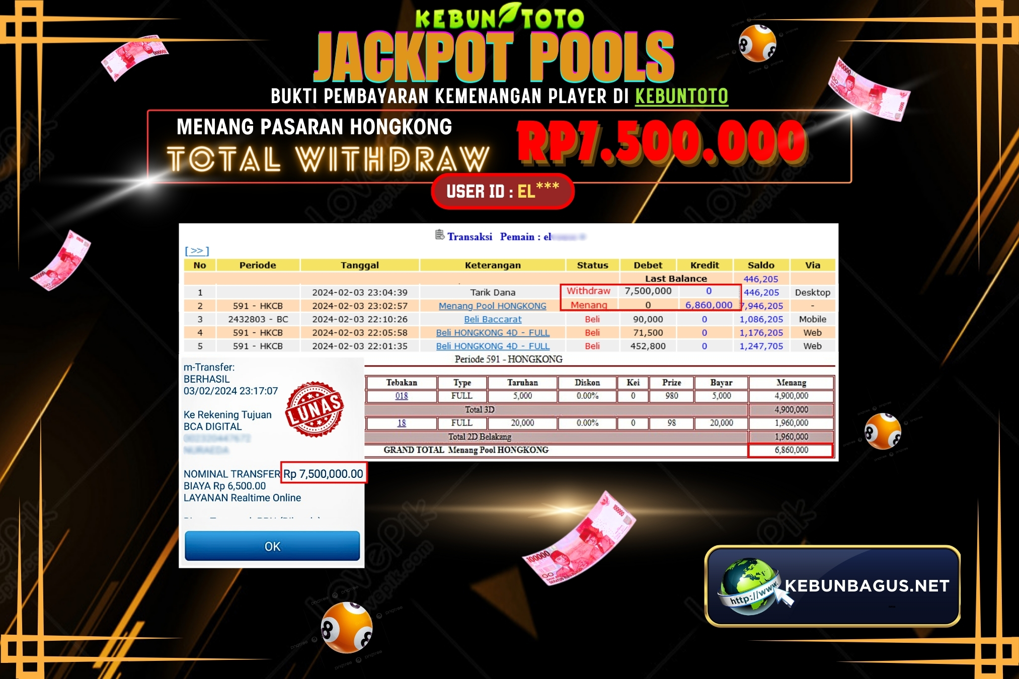 KEBUNTOTO JACKPOT TOGEL PASARAN HONGKONG Rp.7.500.000,- LUNAS
