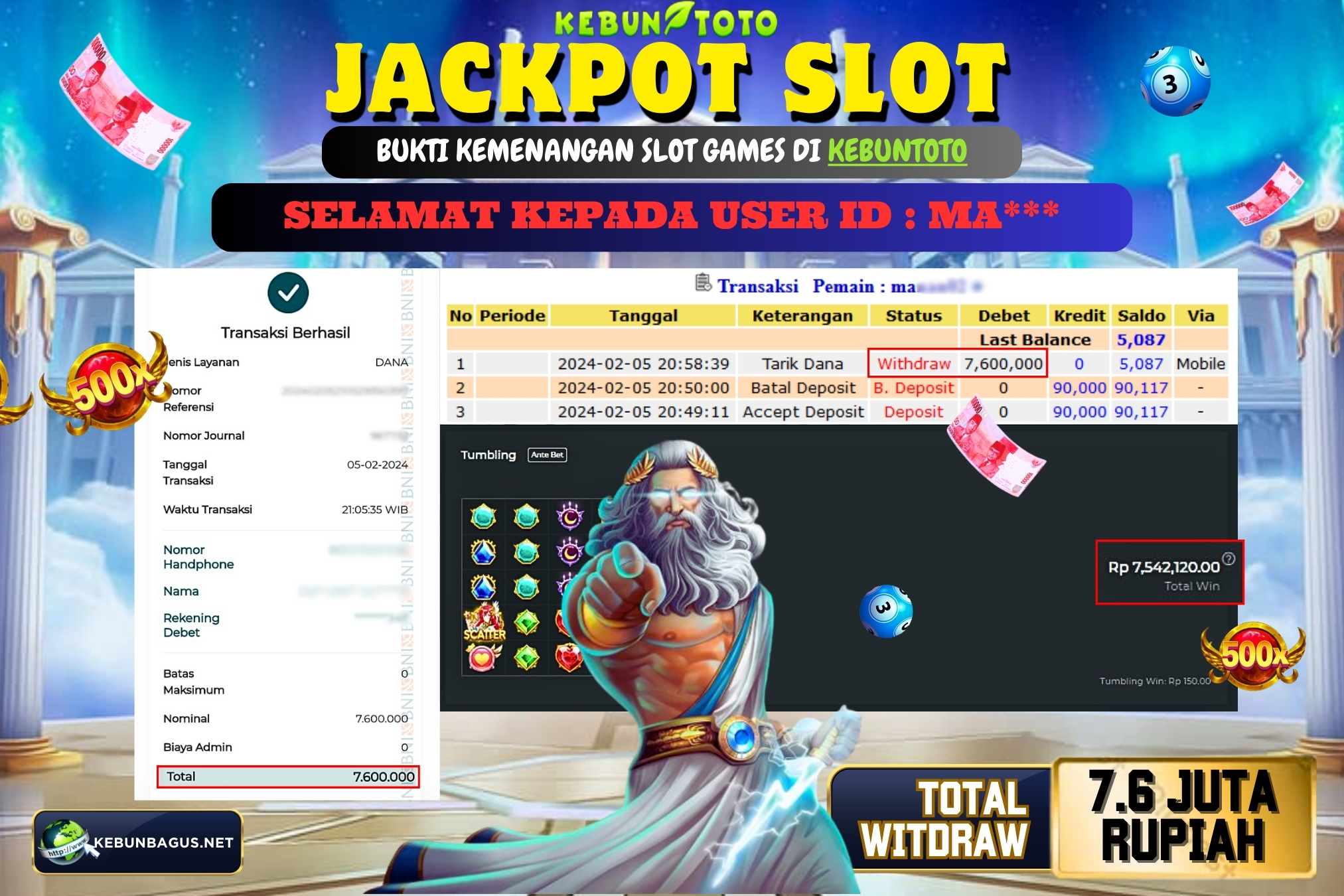 KEBUNTOTO JACKPOT SLOT GATES OF OLYMPUS Rp.7.600.000,- LUNAS