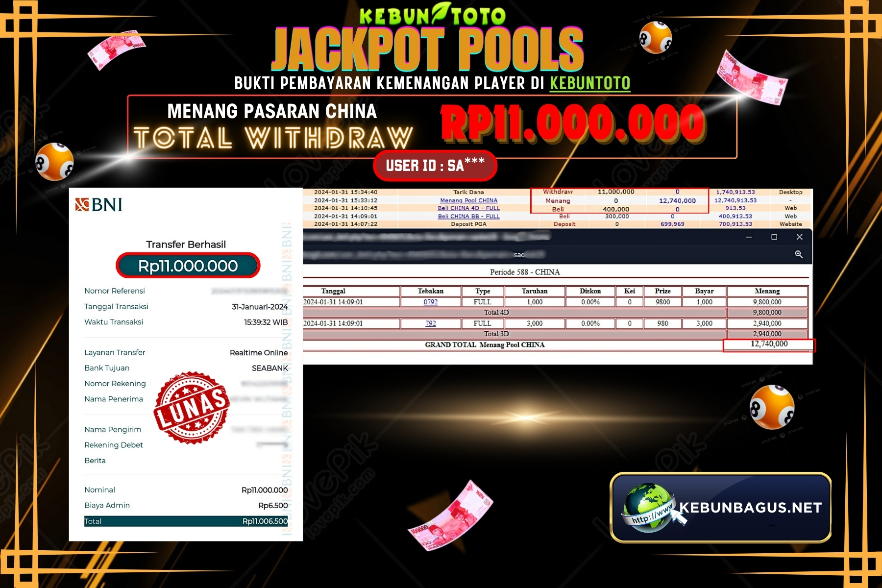 KEBUNTOTO JACKPOT TOGEL PASARAN CHINA Rp.11.000.000,- LUNAS